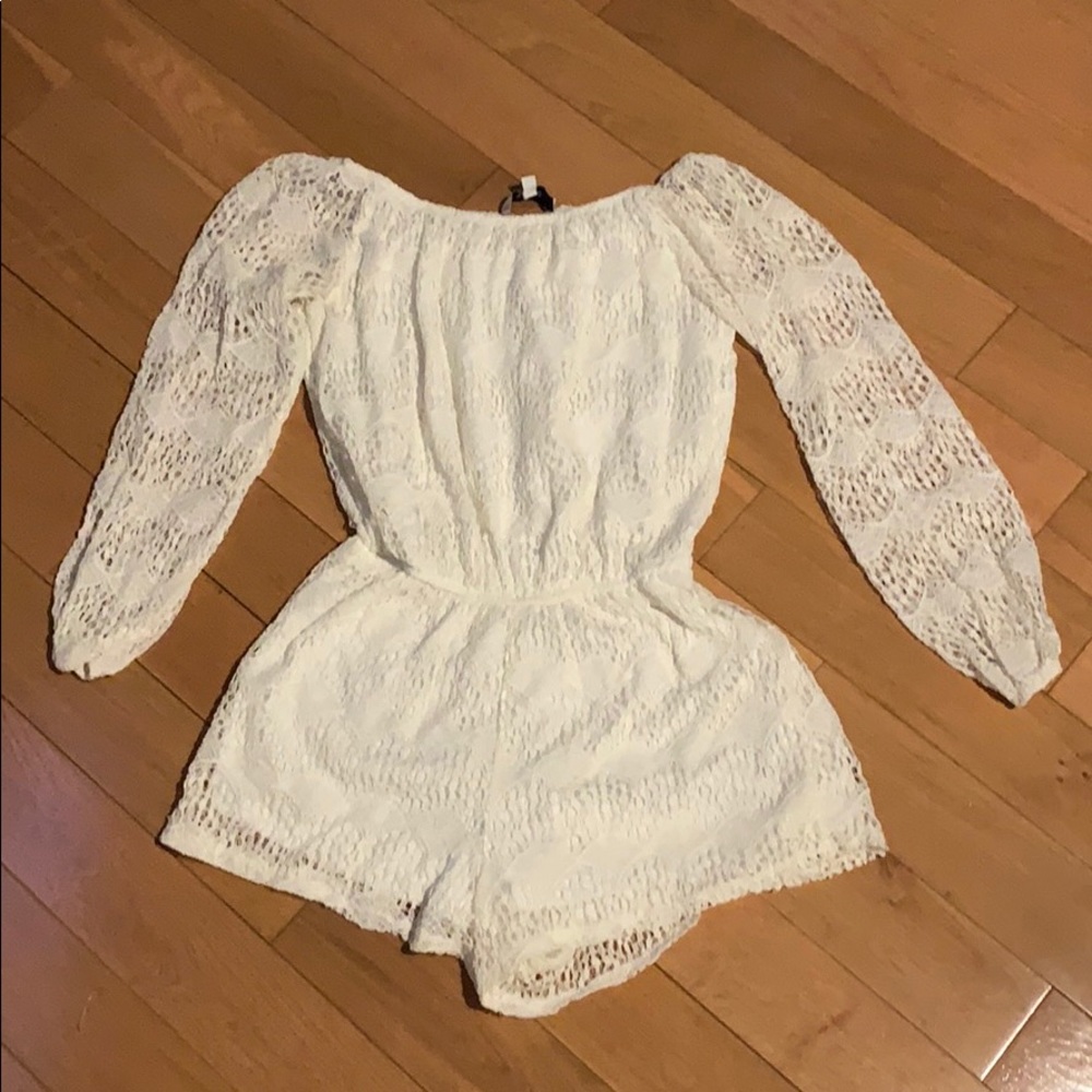Lace off the shoulder romper